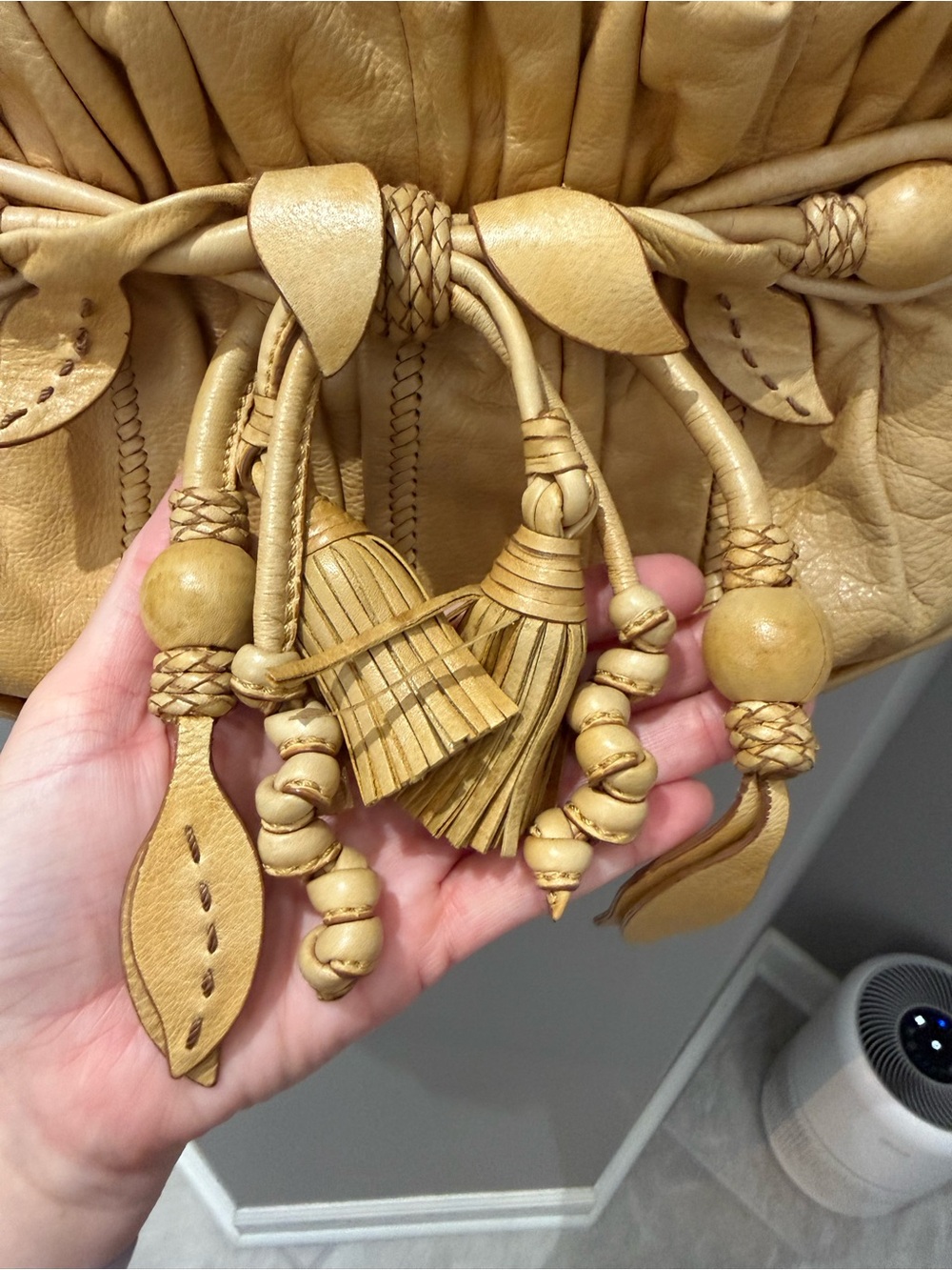 Lockheart Leather Shoulder Bag with Tassel Details - Picture 3 of 8